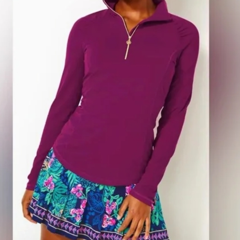 Lilly Pulitzer Luxletic Justine Pullover In Mulberry Size Small